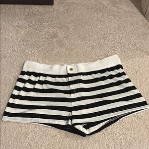 Black and White Striped Women's Shorts